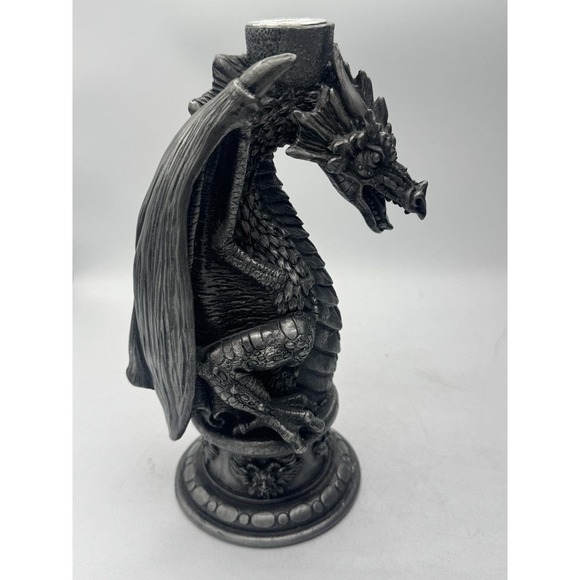Medieval Dragon Candle Holder (1" Diameter Post Candle) 8"H. X 4" L. - Picture 2 of 6